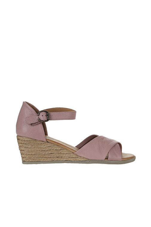 Bueno Shoes Gül Kurusu Deri Kadın Dolgu Topuklu Espadril Sandalet 01ws11102 - Görsel 3