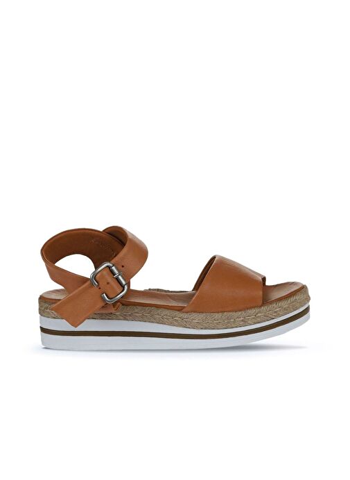 Bueno Shoes Taba Deri Kadın Dolgu Topuklu Sandalet 01ws4216 - Görsel 3