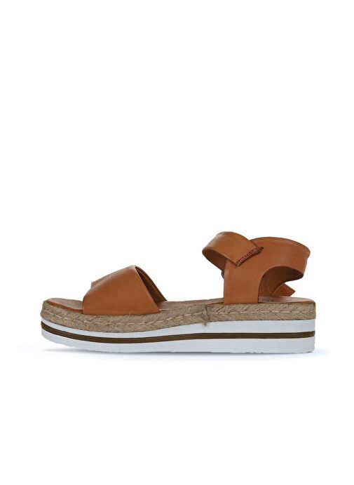 Bueno Shoes Taba Deri Kadın Dolgu Topuklu Sandalet 01ws4216 - Görsel 5