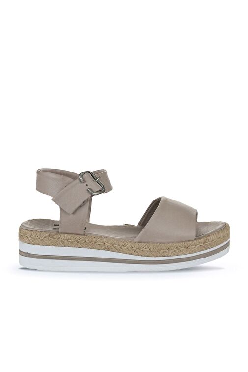 Bueno Shoes Gri Deri Kadın Dolgu Topuklu Sandalet 01ws4216 - Görsel 3