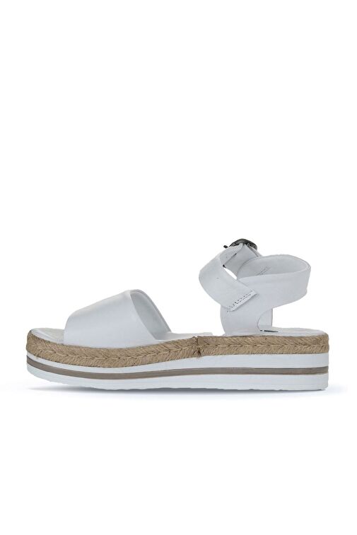 Bueno Shoes Beyaz Deri Kadın Dolgu Topuklu Sandalet 01ws4216 - Görsel 5