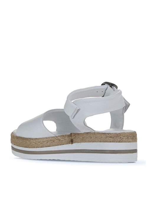 Bueno Shoes Beyaz Deri Kadın Dolgu Topuklu Sandalet 01ws4216 - Görsel 6