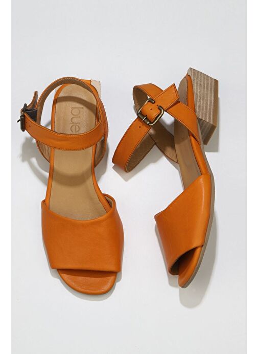 Bueno Shoes Turuncu Deri Kadın Topuklu Sandalet 01ws7504 - Görsel 2