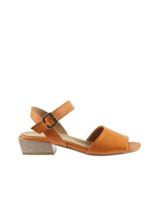 Bueno Shoes Turuncu Deri Kadın Topuklu Sandalet 01ws7504 - Görsel 3