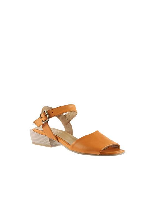 Bueno Shoes Turuncu Deri Kadın Topuklu Sandalet 01ws7504 - Görsel 4