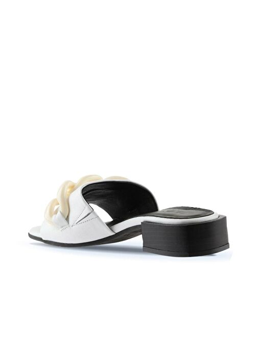 Bueno Shoes Beyaz Deri Kadın Topuklu Terlik 01wu2999 - Görsel 6