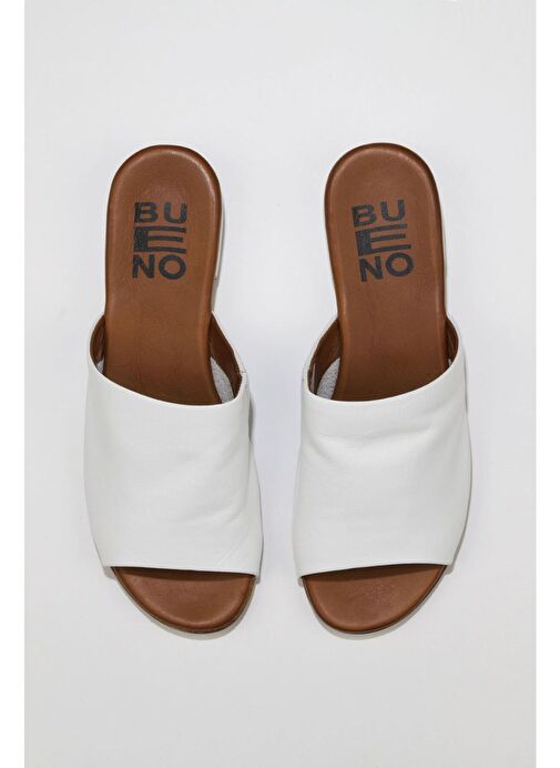 Bueno Shoes Beyaz Deri Kadın Düz Terlik 01wu3100 - Görsel 2