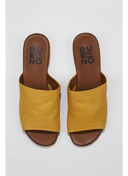 Bueno Shoes Sarı Deri Kadın Düz Terlik 01wu3100 - Görsel 2