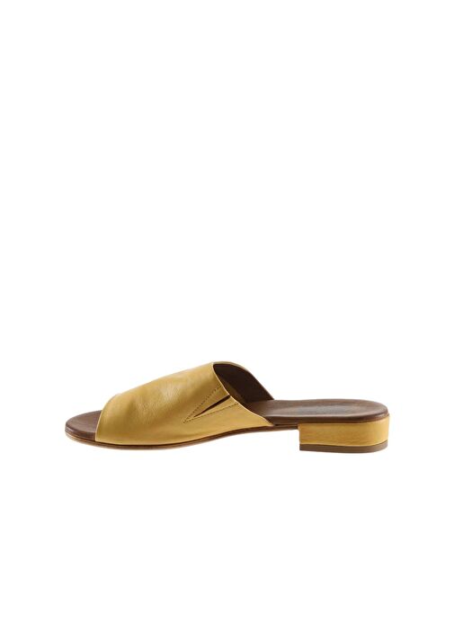 Bueno Shoes Sarı Deri Kadın Düz Terlik 01wu3100 - Görsel 5
