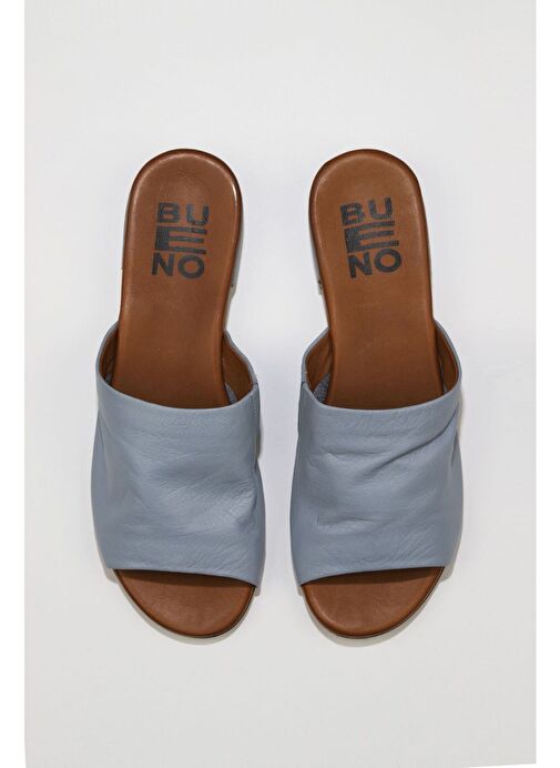 Bueno Shoes Mavi Deri Kadın Düz Terlik 01wu3100 - Görsel 2