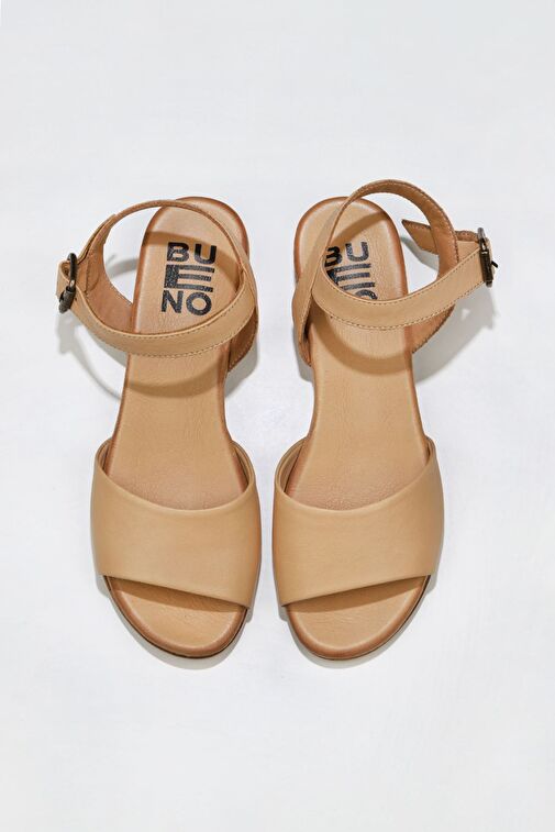 Bueno Shoes Bej Deri Kadın Düz Sandalet 01wu3101 - Görsel 2
