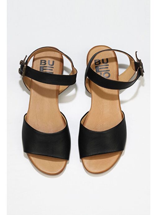 Bueno Shoes Siyah Deri Kadın Düz Sandalet 01wu3101 - Görsel 2
