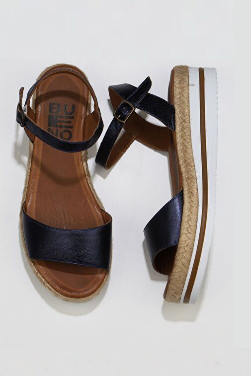 Bueno Shoes Lacivert Parlak Deri Kadın Dolgu Topuklu Sandalet 01wq1612 - Görsel 2