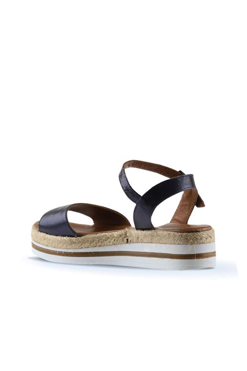 Bueno Shoes Lacivert Parlak Deri Kadın Dolgu Topuklu Sandalet 01wq1612 - Görsel 6