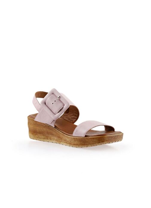 Bueno Shoes Pembe Deri Kadın Dolgu Topuklu Sandalet 01ws5908 - Görsel 4