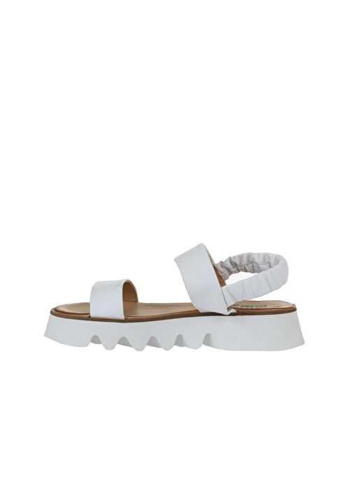 Bueno Shoes Beyaz Deri Kadın Dolgu Topuklu Sandalet 01ws8001 - Görsel 5