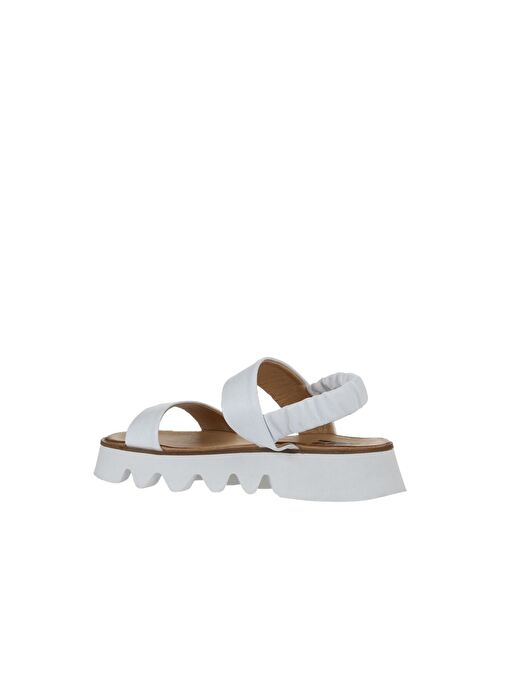 Bueno Shoes Beyaz Deri Kadın Dolgu Topuklu Sandalet 01ws8001 - Görsel 6