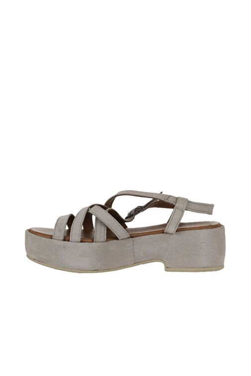Bueno Shoes Bej Süet Kadın Dolgu Topuklu Sandalet 01wu6006 - Görsel 5