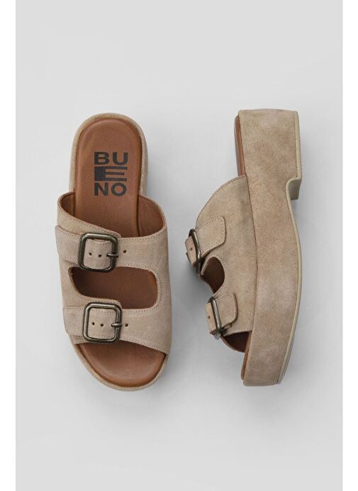 Bueno Shoes Taba Açık Süet Kadın Dolgu Topuklu Terlik 01wu6013 - Görsel 2