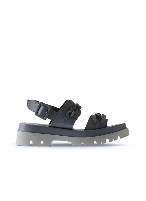 Bueno Shoes Mavi Deri Kadın Dolgu Topuklu Sandalet 01wu7300 - Görsel 3