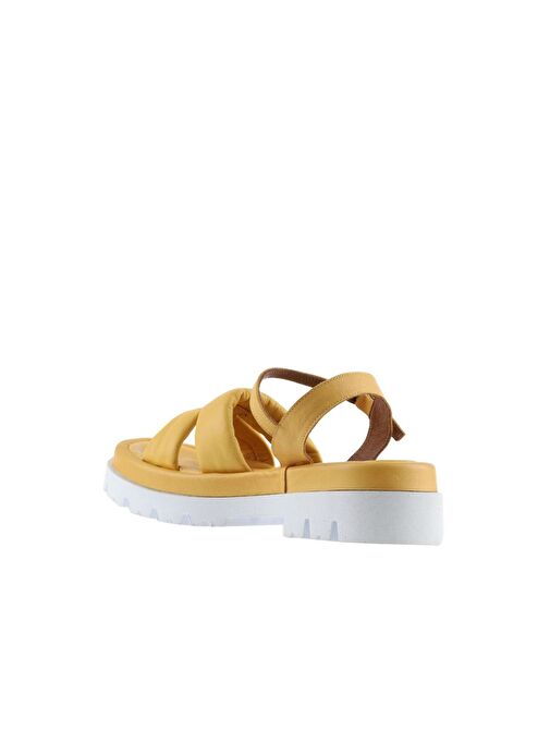 Bueno Shoes Sarı Deri Kadın Dolgu Topuklu Sandalet 01wu7301 - Görsel 6