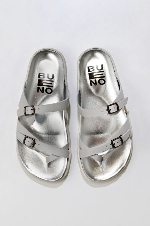 Bueno Shoes Gri Deri Kadın Parmak Arası Terlik 01ws11000 - Görsel 2