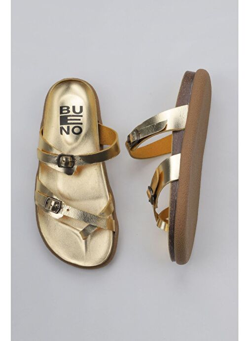 Bueno Shoes Sarı Parlak Deri Kadın Parmak Arası Terlik 01ws11000 - Görsel 2