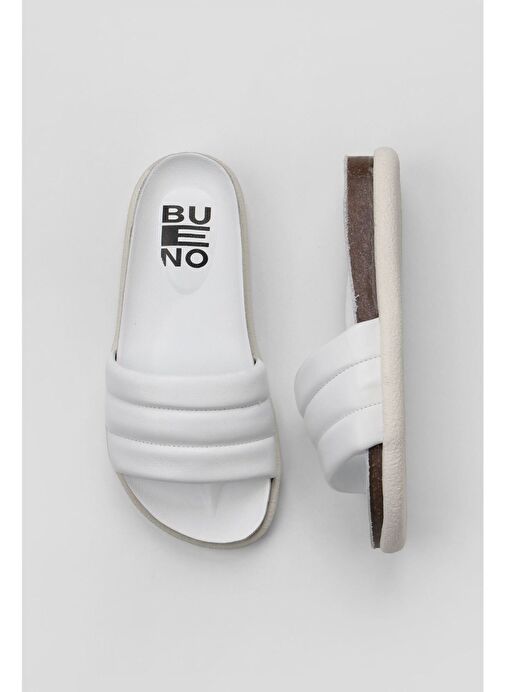 Bueno Shoes Beyaz Deri Kadın Düz Terlik 01wu4710 - Görsel 2