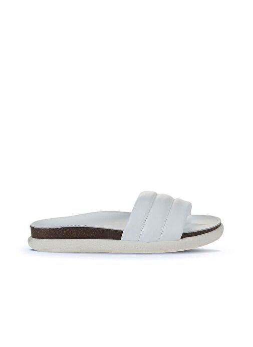 Bueno Shoes Beyaz Deri Kadın Düz Terlik 01wu4710 - Görsel 3