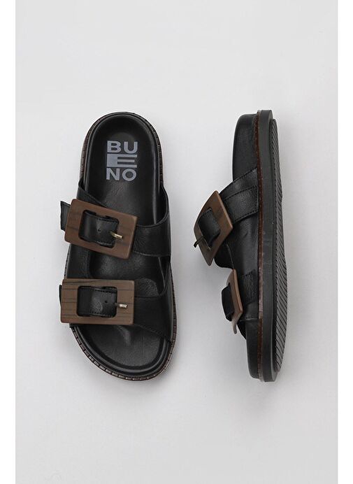 Bueno Shoes Siyah Deri Kadın Düz Terlik 01wu5817 - Görsel 2