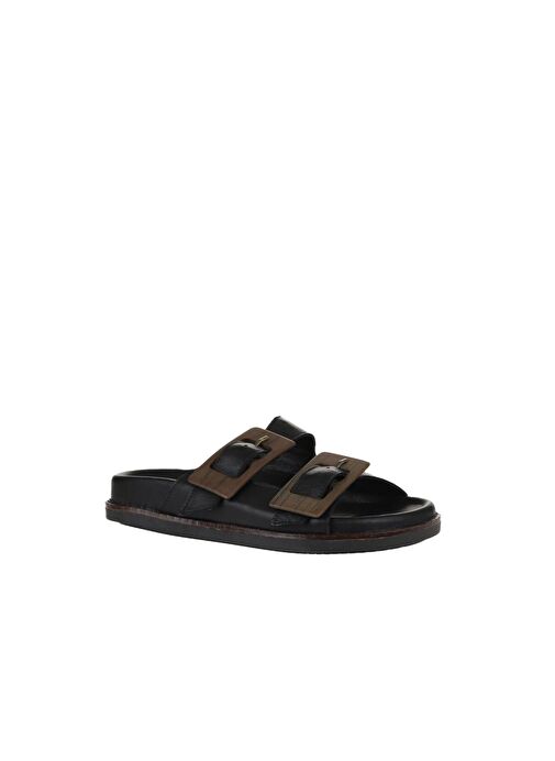 Bueno Shoes Siyah Deri Kadın Düz Terlik 01wu5817 - Görsel 4