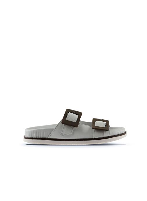 Bueno Shoes Beyaz Deri Kadın Düz Terlik 01wu5817 - Görsel 3