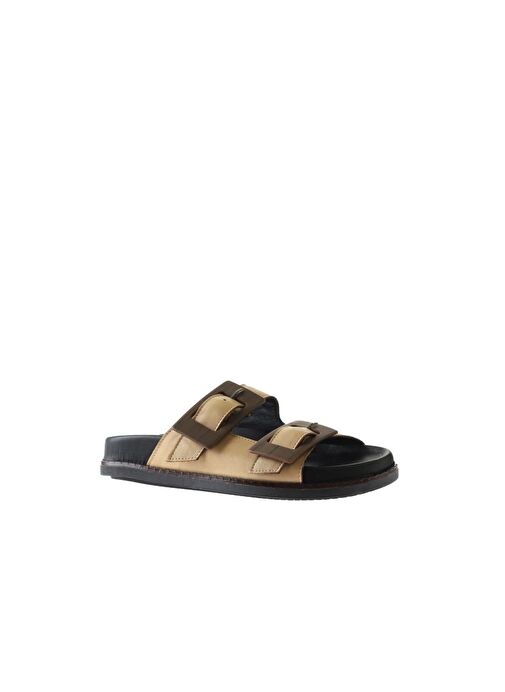 Bueno Shoes Bej Deri Kadın Düz Terlik 01wu5817 - Görsel 4