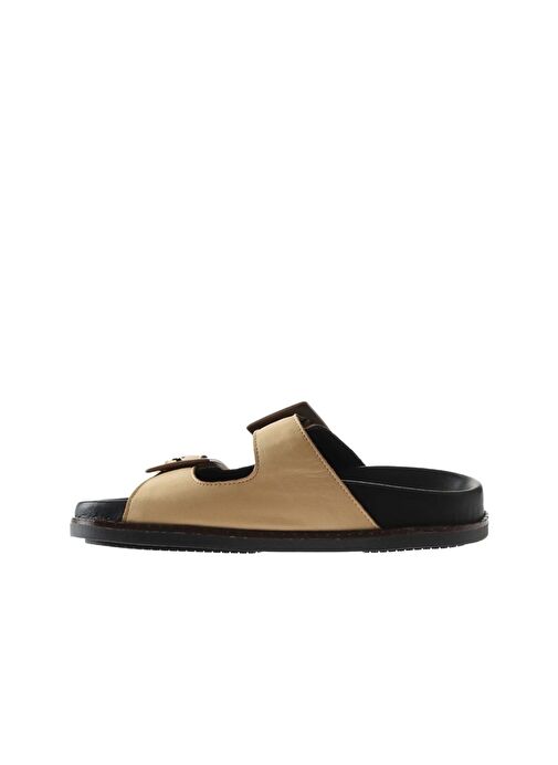 Bueno Shoes Bej Deri Kadın Düz Terlik 01wu5817 - Görsel 5