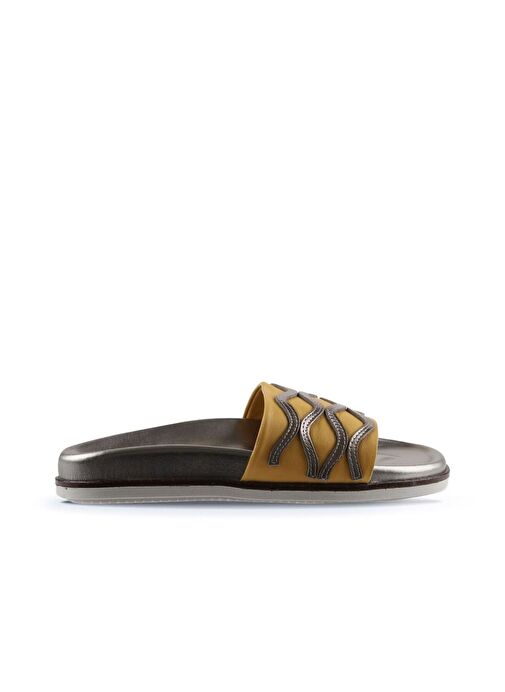 Bueno Shoes Sarı Multi Deri Kadın Düz Terlik 01wu5828 - Görsel 3