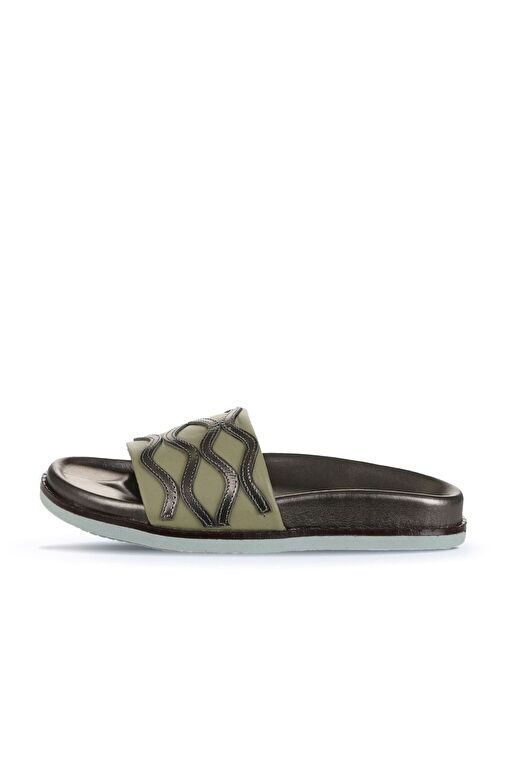 Bueno Shoes Haki Multi Deri Kadın Düz Terlik 01wu5828 - Görsel 5