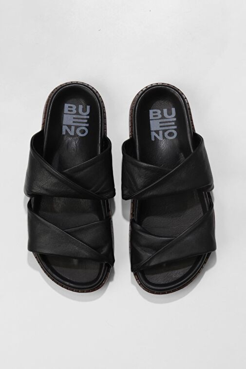 Bueno Shoes Siyah Deri Kadın Düz Terlik 01wu5831 - Görsel 2