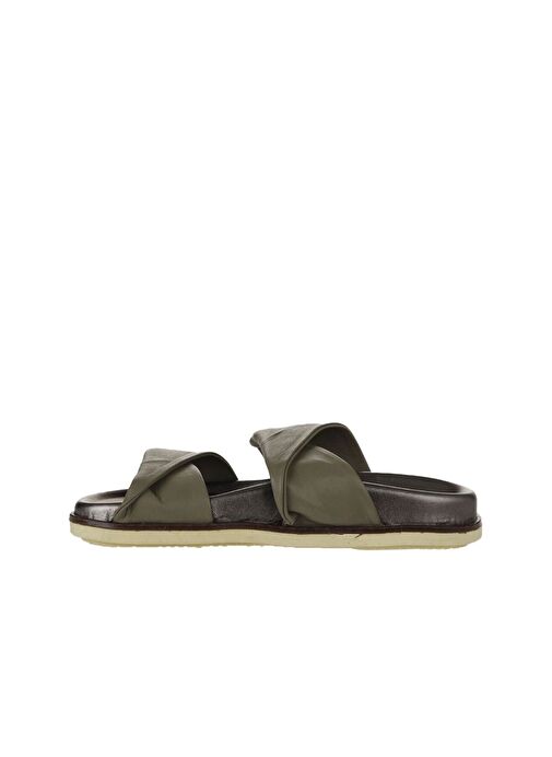 Bueno Shoes Haki Deri Kadın Düz Terlik 01wu5831 - Görsel 5