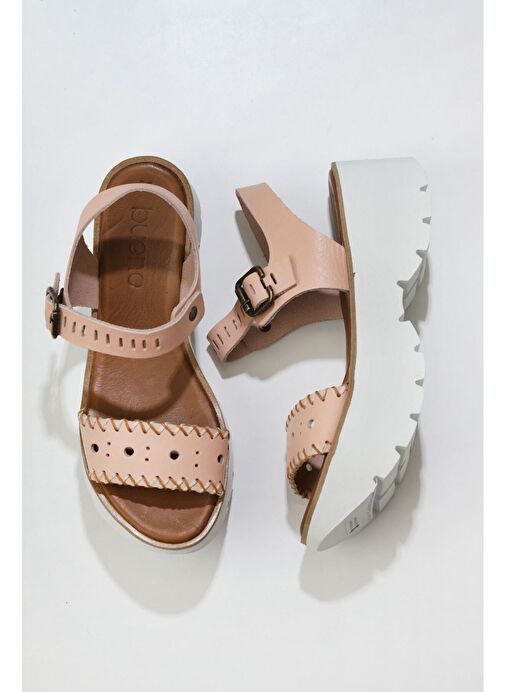 Bueno Shoes Pudra Deri Kadın Dolgu Topuklu Sandalet 01ws7700 - Görsel 2