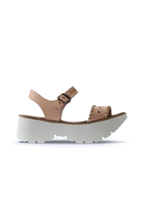 Bueno Shoes Pudra Deri Kadın Dolgu Topuklu Sandalet 01ws7700 - Görsel 3