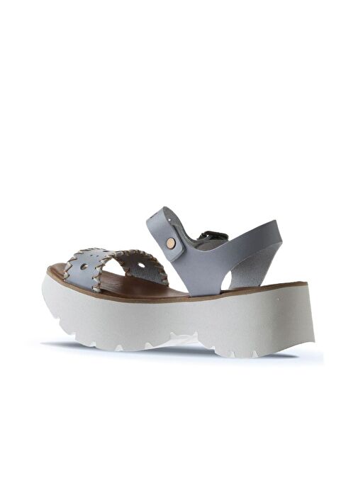 Bueno Shoes Mavi Deri Kadın Dolgu Topuklu Sandalet 01ws7700 - Görsel 6