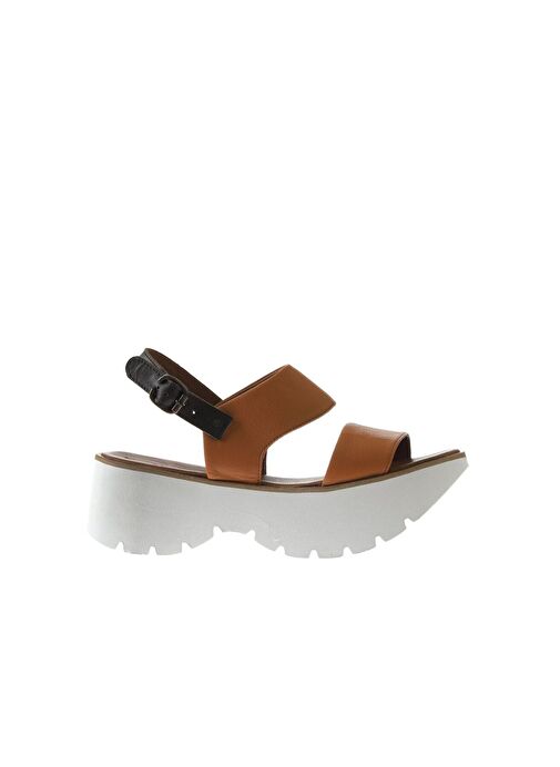 Bueno Shoes Taba Deri Kadın Dolgu Topuklu Sandalet 01wu11400 - Görsel 3