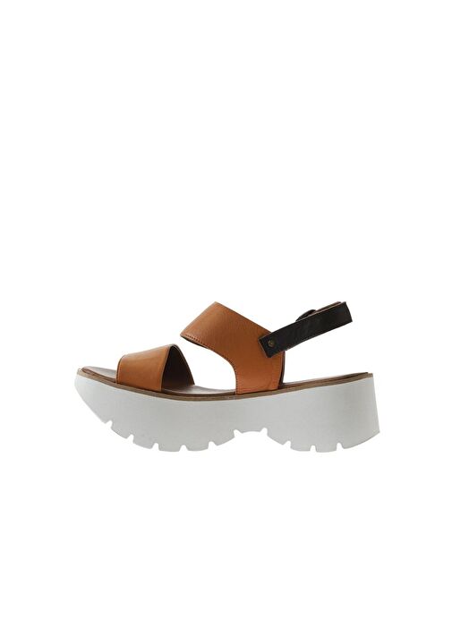 Bueno Shoes Taba Deri Kadın Dolgu Topuklu Sandalet 01wu11400 - Görsel 5