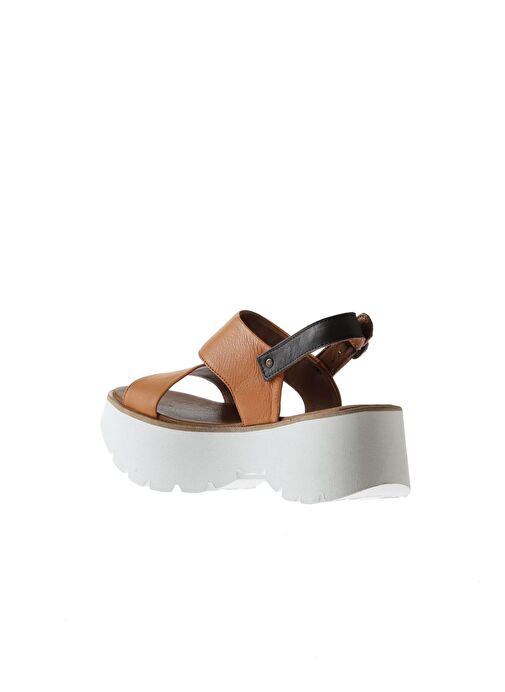 Bueno Shoes Taba Deri Kadın Dolgu Topuklu Sandalet 01wu11400 - Görsel 6