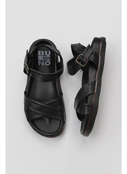Bueno Shoes Siyah Deri Kadın Sandalet 01wu5830 - Görsel 2