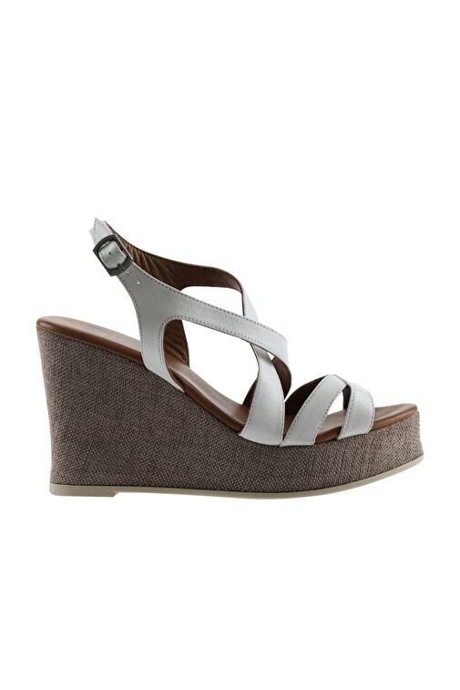 Bueno Shoes Beyaz Deri Kadın Dolgu Topuklu Espadril Sandalet 01wq7300 - Görsel 3