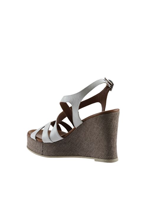 Bueno Shoes Beyaz Deri Kadın Dolgu Topuklu Espadril Sandalet 01wq7300 - Görsel 6