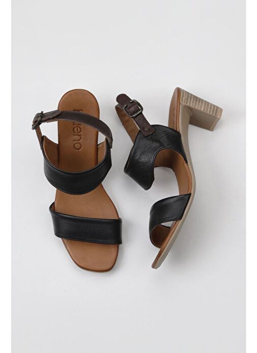Bueno Shoes Siyah Deri Kadın Topuklu Sandalet 01wu11100 - Görsel 2