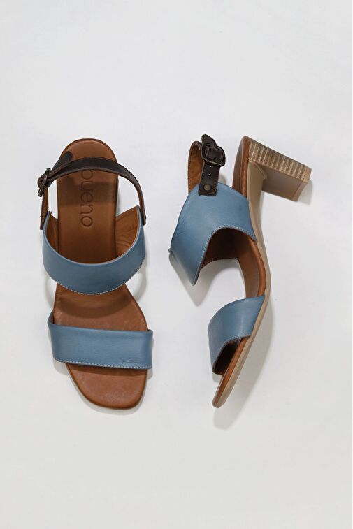 Bueno Shoes Mavi Deri Kadın Topuklu Sandalet 01wu11100 - Görsel 2