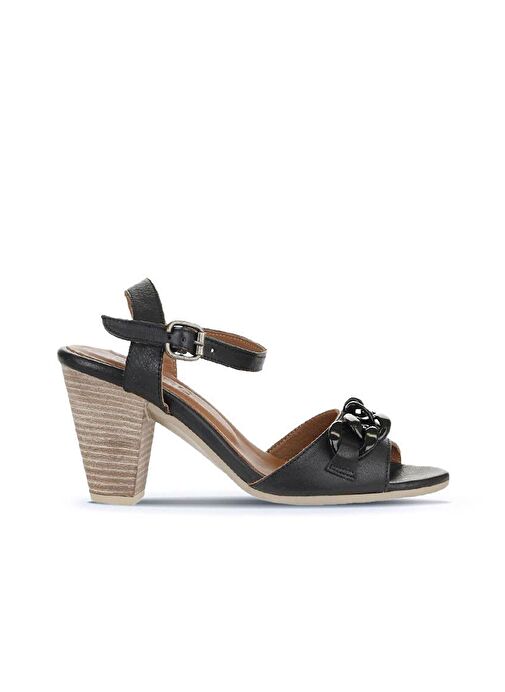 Bueno Shoes Siyah Khv-bej Deri Kadın Topuklu Sandalet 01wu11200 - Görsel 3